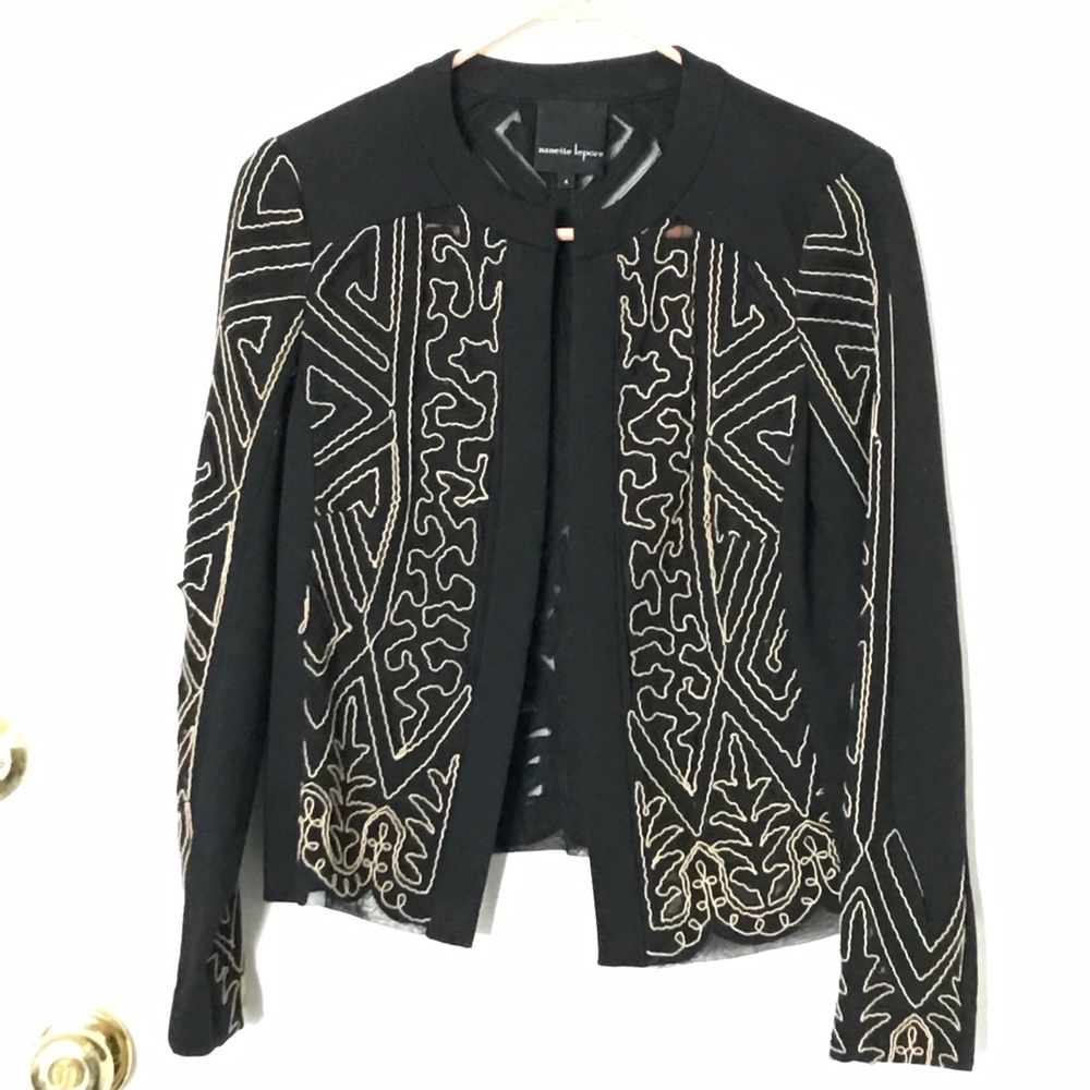 Nanette Lepore Black & Gold Cropped Jacket
